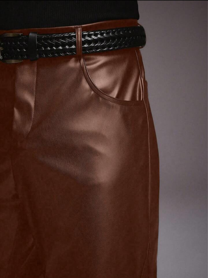 Men's PU Leather Pocket Casual Every Day Slim Fit Trousers